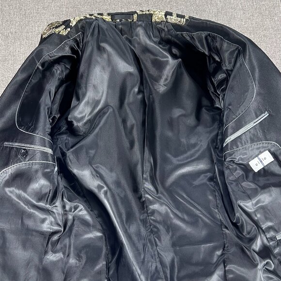 Cielo Single Breasted Blazer Tuxedo Jacket Men's 40R Black Gold Floral NWT - Picture 7 of 13